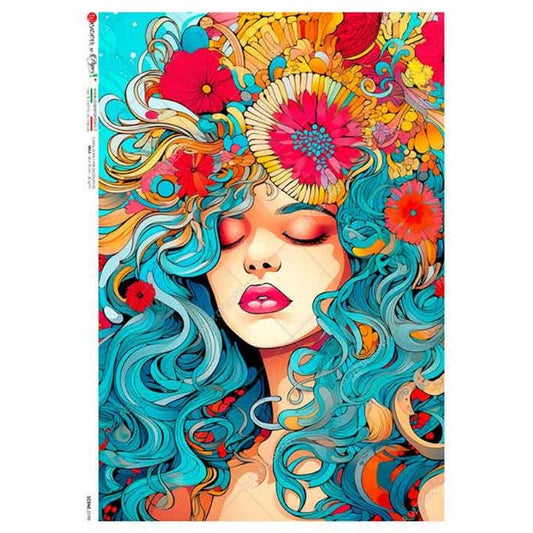 Teal and Orange Pop | Rice Paper Decoupage | Paper Designs 0198 | A4