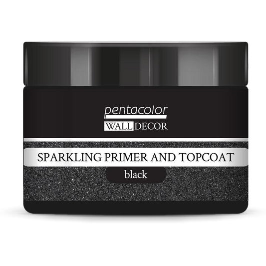 Sparkling Primer and Top Coat Black | Pentart WD | For Walls and Mixed Media | 150ml