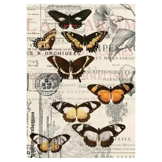 Vintage Butterflies | Tissue Paper Decoupage | Dixie Belle Paint Company | Belles and Whistles | A1 | 23.39" x 33.11"