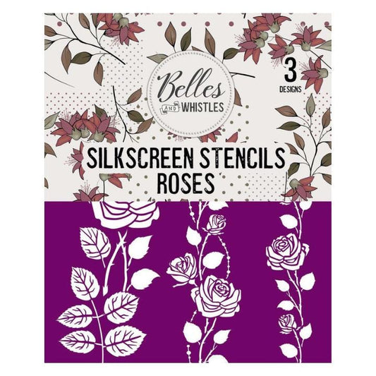 Roses Silkscreen Stencil | Dixie Belle Paint | Belles and Whistles | Mixed Media | 3 Sheets