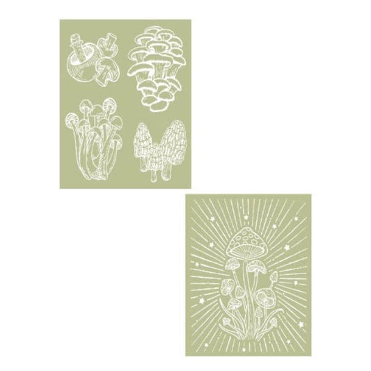 Cottage Mushrooms Silkscreen Stencil | Dixie Belle Paint | Belles and Whistles | Mixed Media | 2 Sheets