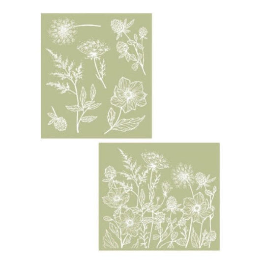Wildflower Silkscreen Stencil | Dixie Belle Paint | Belles and Whistles | Mixed Media | 2 Sheets