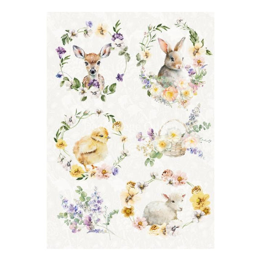 Spring Animals | Rice Paper Decoupage | Designed In The USA | Printed In Italy | Decoupage Queen | A4