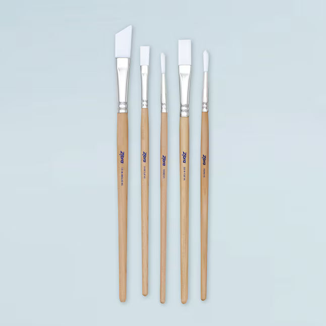 Synthetic Artist Brush Set | Zibra Paintbrush | Mixed Media Tool | Crafting Brushes | Set of 5 Brushes